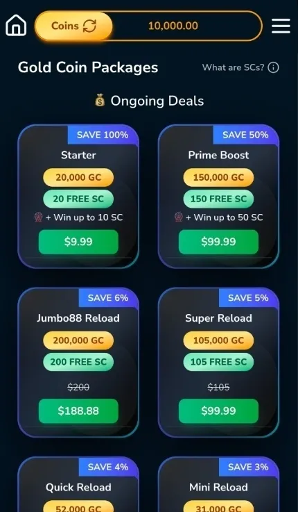 Jumbo88 Gold Coin Packages On Mobile Background Image
