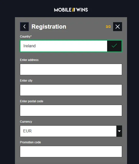 Registration Mobile Wins Step 2 Background Image