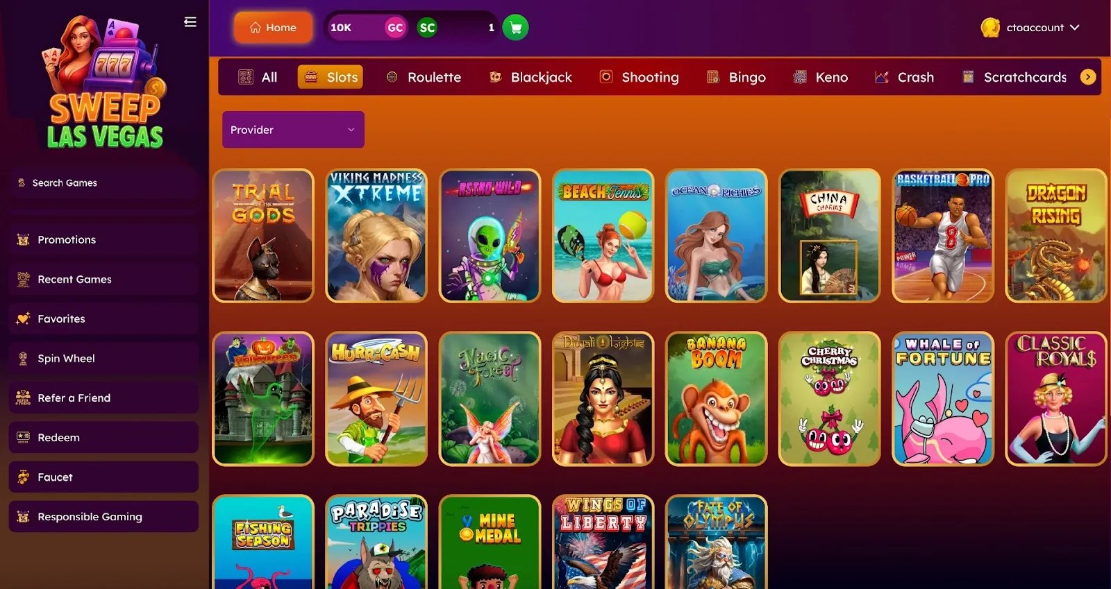 Sweep Las Vegas Online Slots Background Image