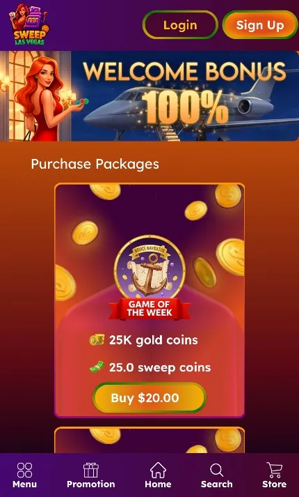 Sweep Las Vegas Welcome Bonus On Mobile Background Image