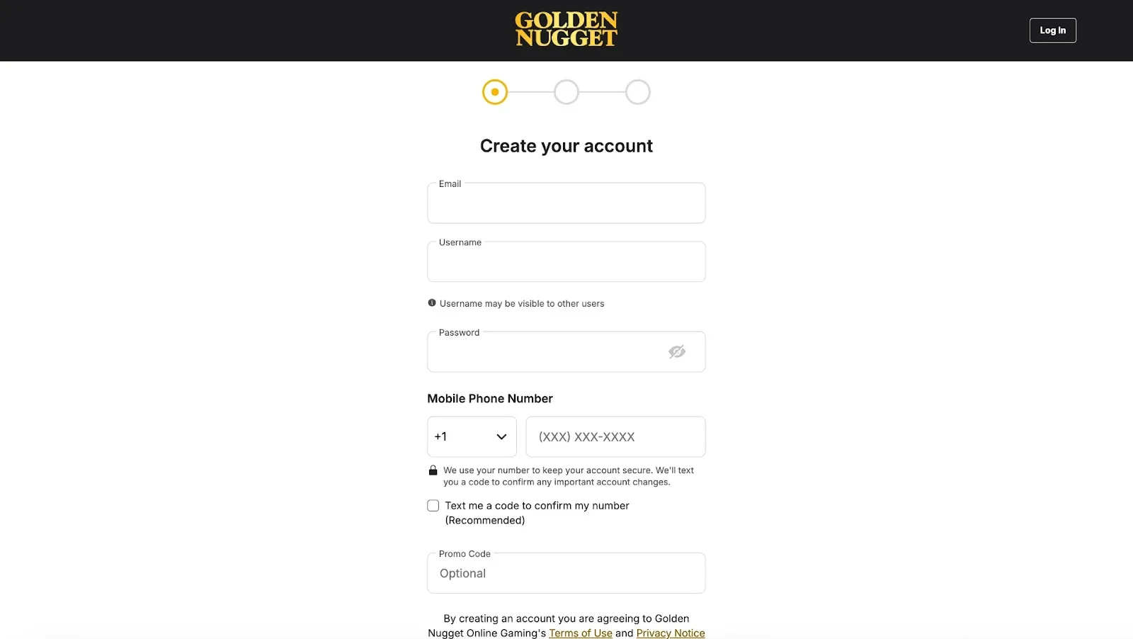 Create Your Account At Golden Nugget Background Image