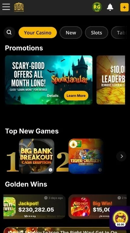 Golden Nugget Casino On Mobile Background Image