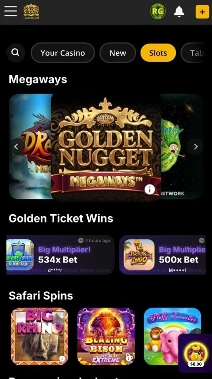 Golden Nugget Casino Megaways On Mobile Background Image
