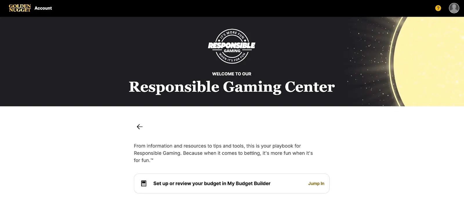 Responsible Gaming Center At Golden Nugget Casino Background Image