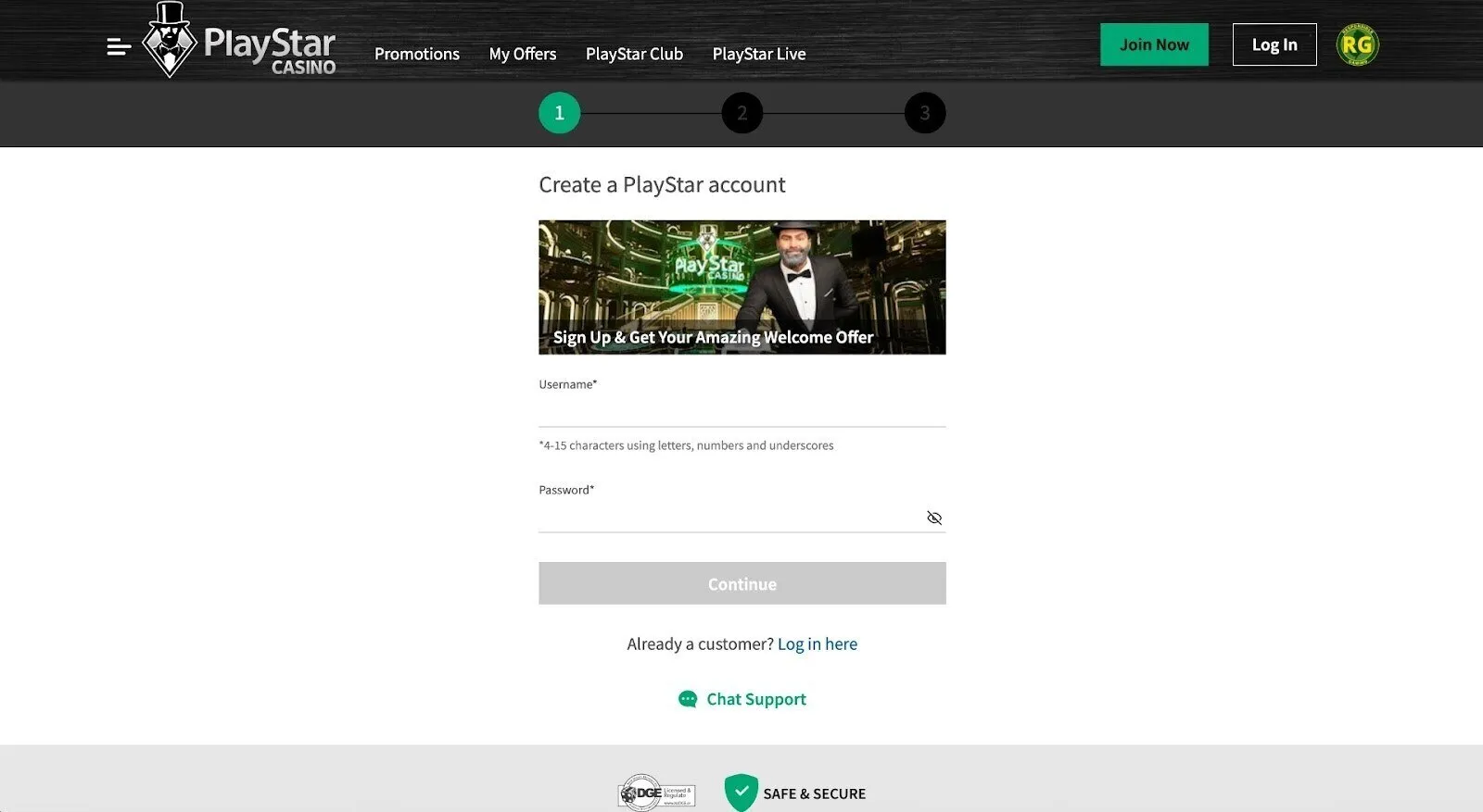 Create A PlayStar Casino Account Background Image