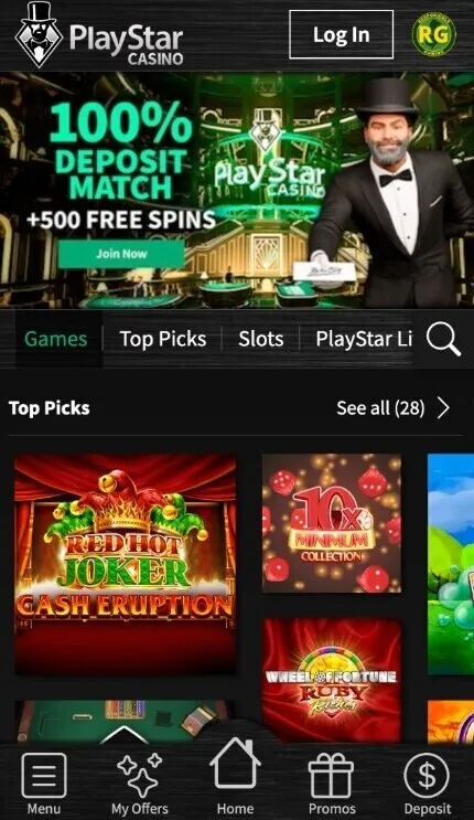 PlayStar Casino On Mobile Background Image