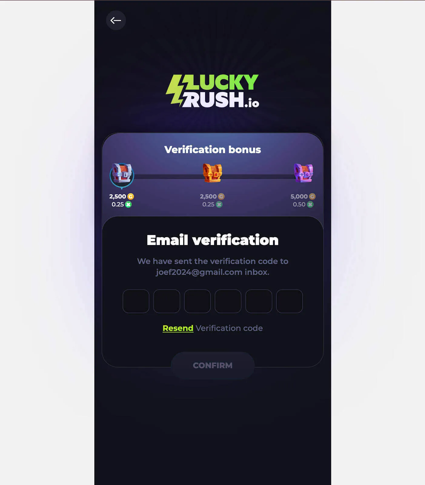 Verify Your Email Phone At LuckyRush Background Image