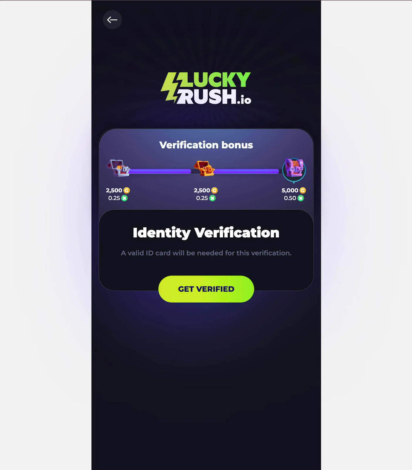 LuckyRush Identity Verification Background Image