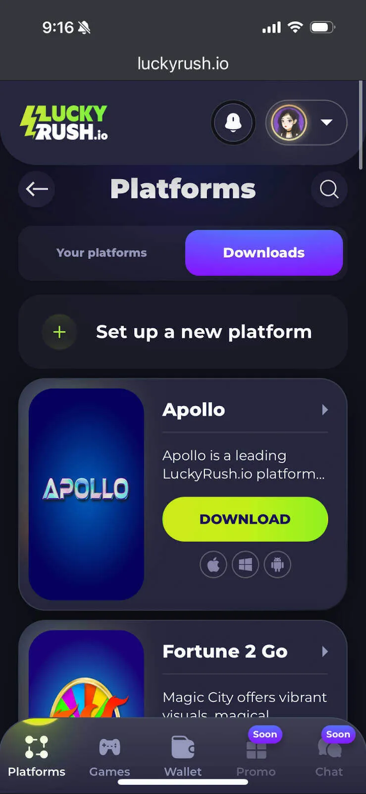 LuckyRush On Mobile Background Image