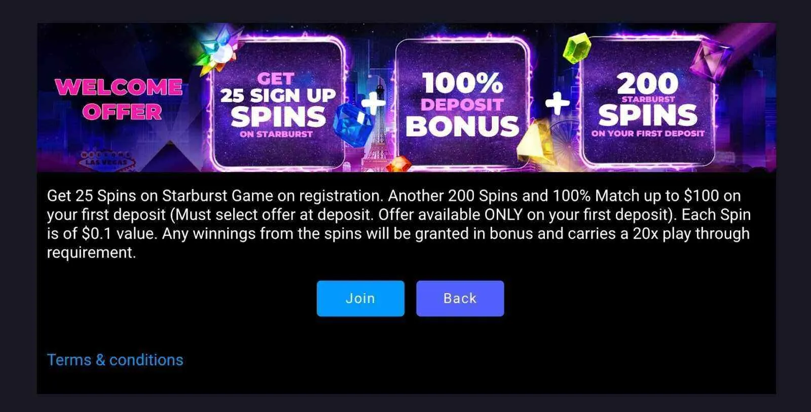 Claim The Stardust Casino Welcome Offer Background Image