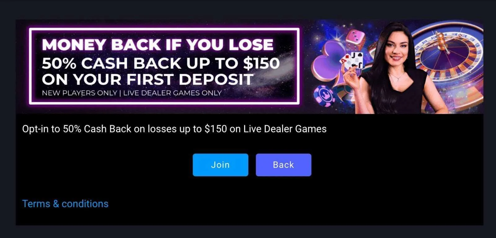 Cash Back On Your First Deposit Stardust Casino Background Image