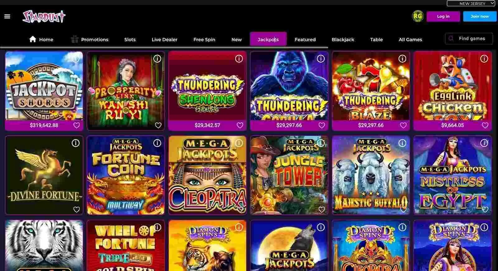 Stardust Casino Online Slots Jackpots Background Image