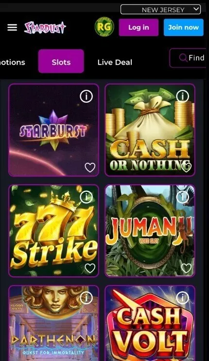 Stardust Casino Slots On Mobile Background Image