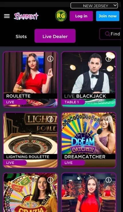 Stardust Casino Live Dealer On Mobile Background Image