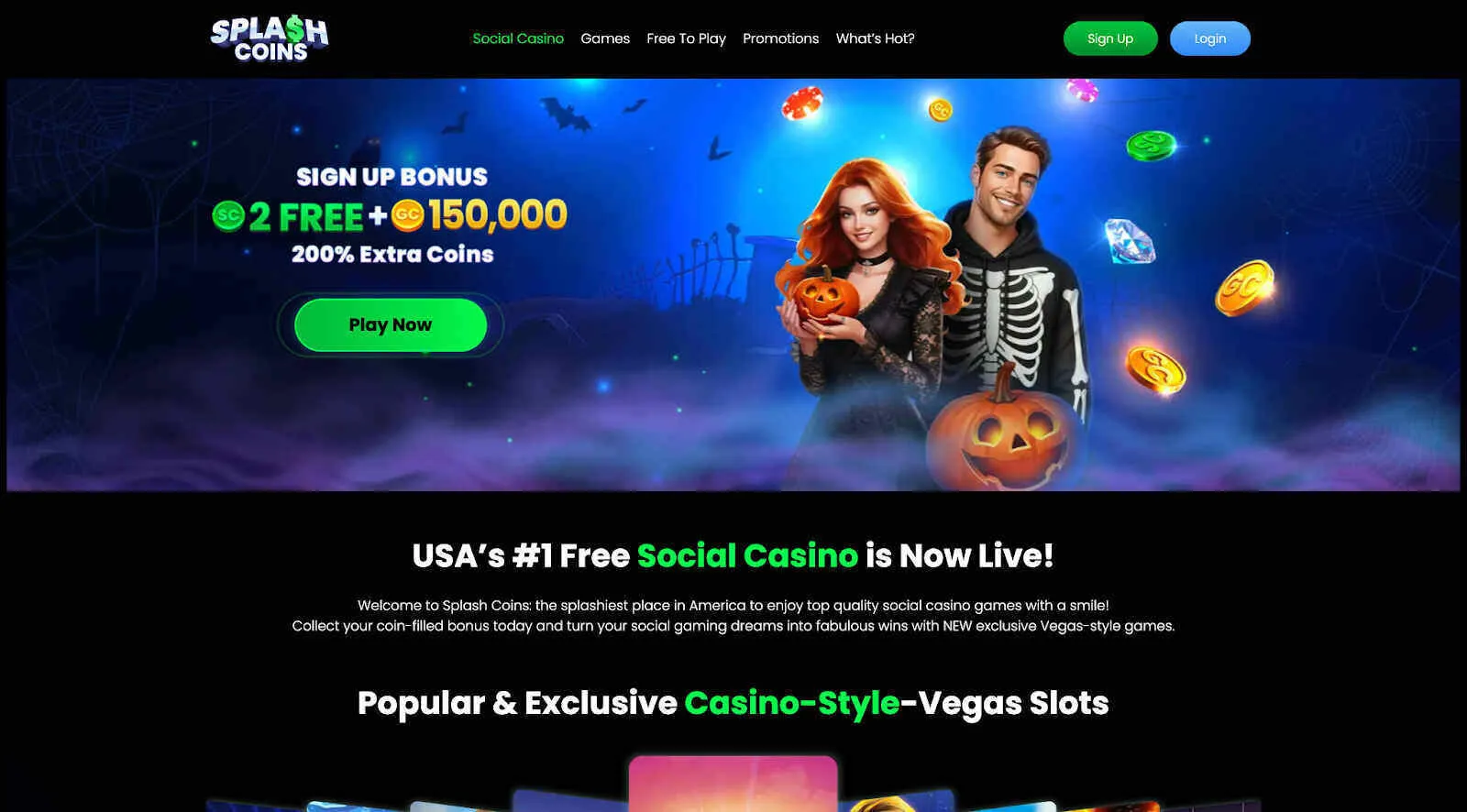 Sign Up Bonus At Splash Coins Background Image