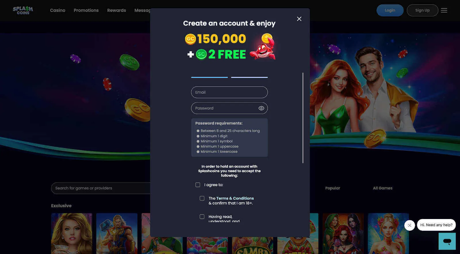 How To Sign Up For Splash Coins Background Image