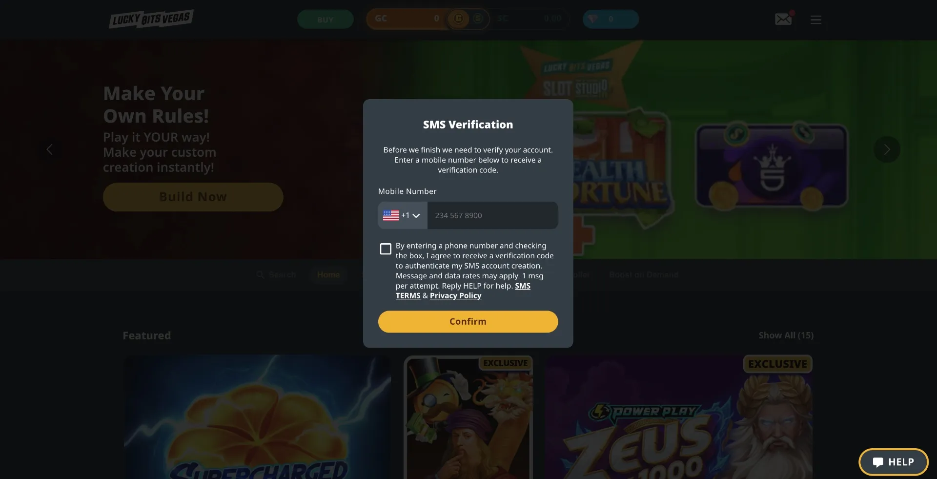 How To Sign Up For Lucky Bits Vegas Registration Step 4 Background Image