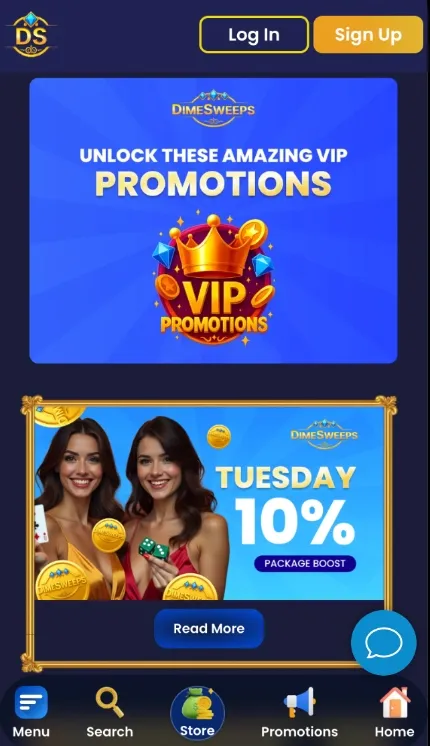 DimeSweeps On Mobile Promotions Background Image