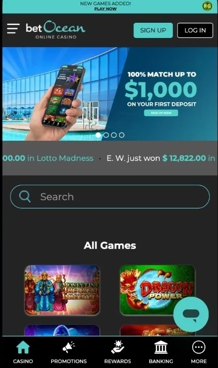BetOcean Casino On Mobile Background Image