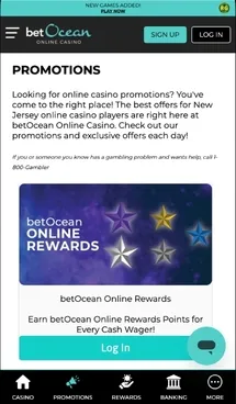 Ocean Casino Promotions On Mobile Background Image
