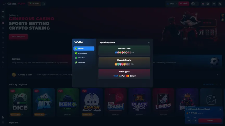 Betfury Casino Wallet Background Image