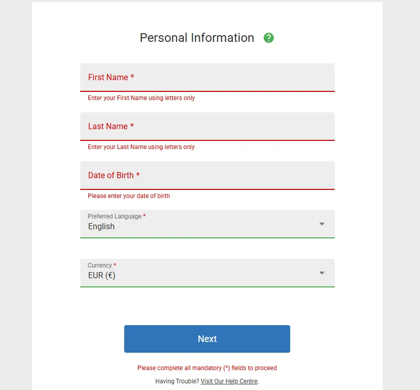 Ruby Fortune Casino Sign Up Background Image