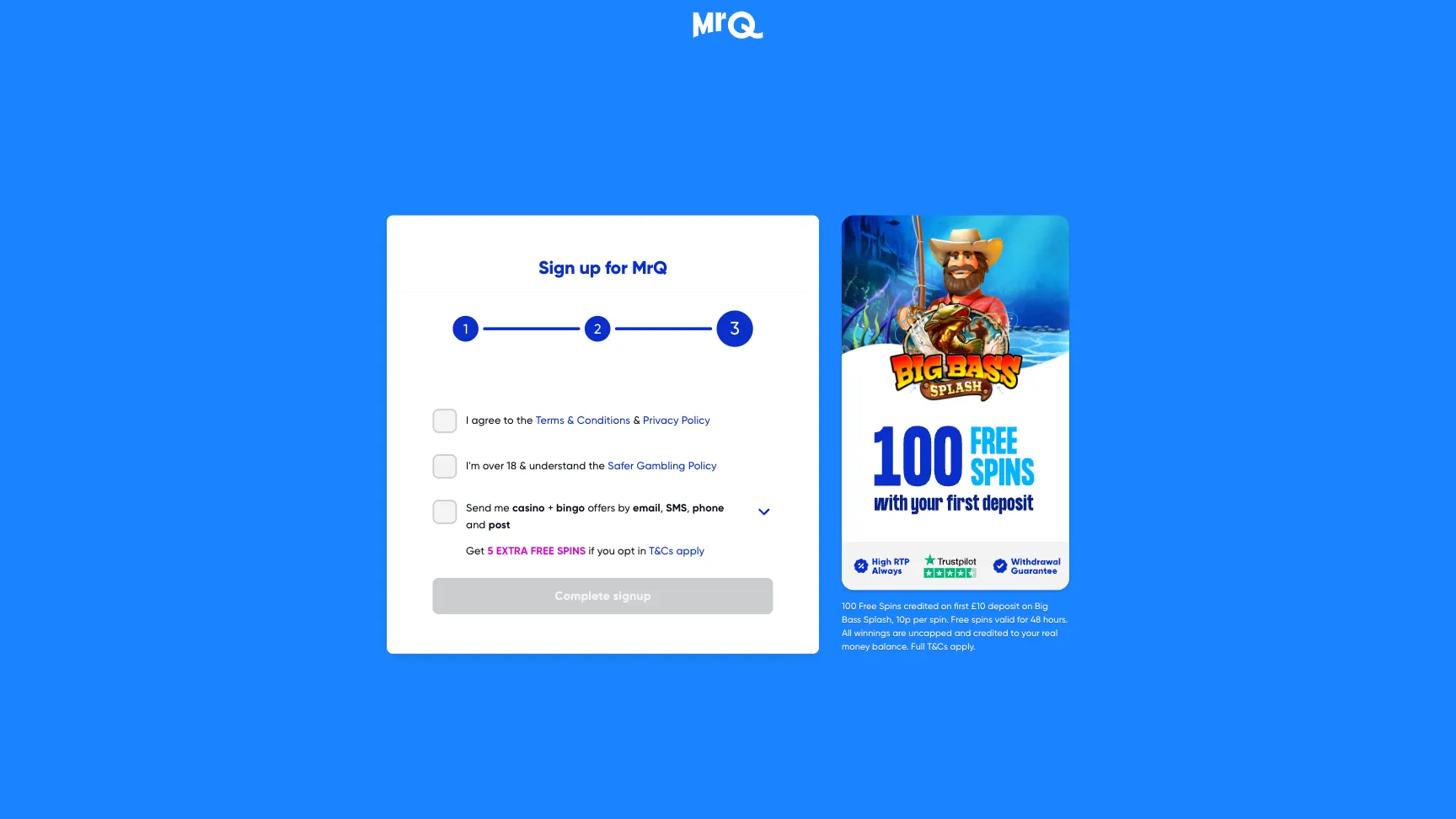 Sign Up MrQ Casino Background Image