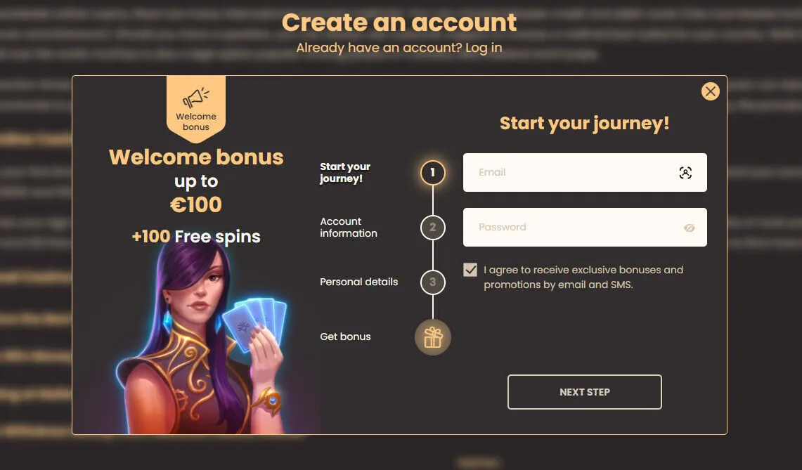 Create An Account At National Casino Background Image