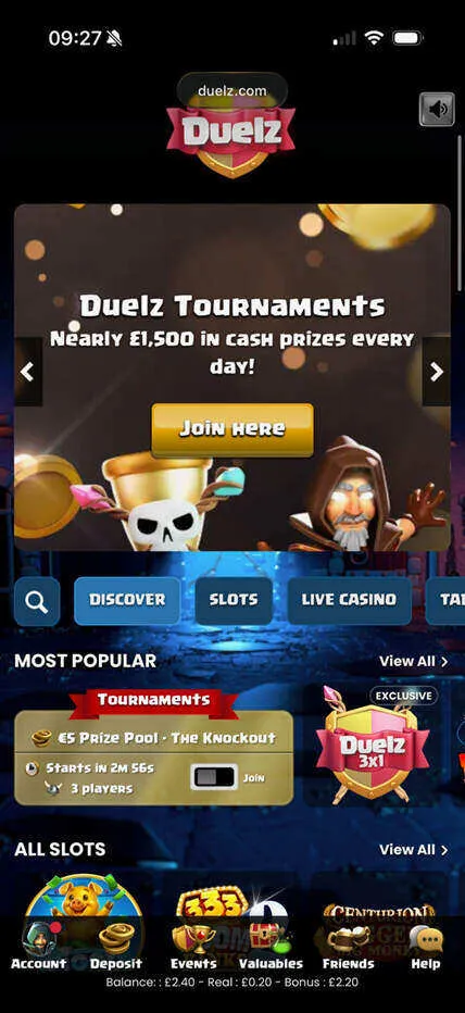Duelz Casino Mobile Background Image