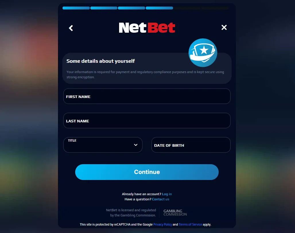 NetBet Sign Up Enter Name And Date Of Birth Background Image