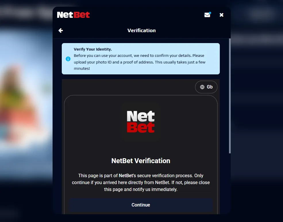 NetBet Verify Your Identity Background Image