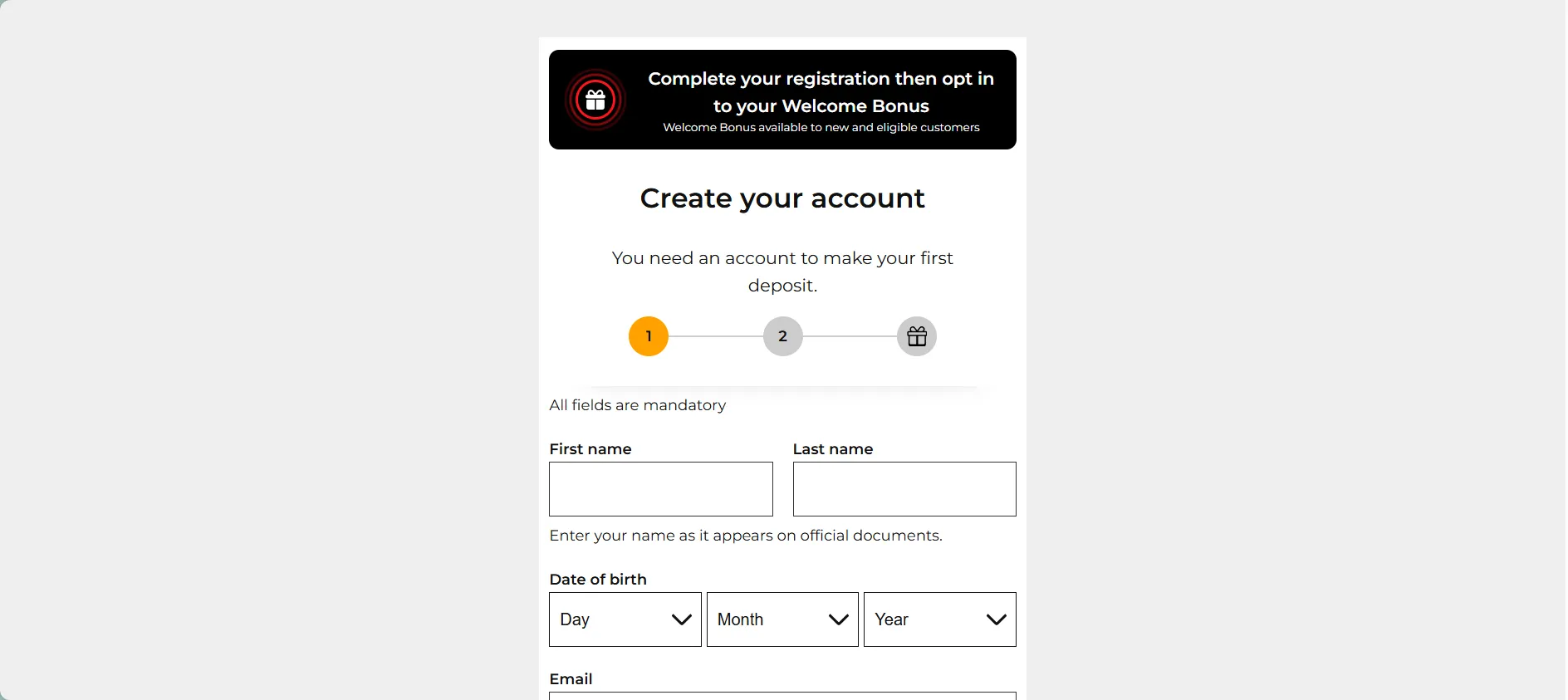 Create Your Account Background Image