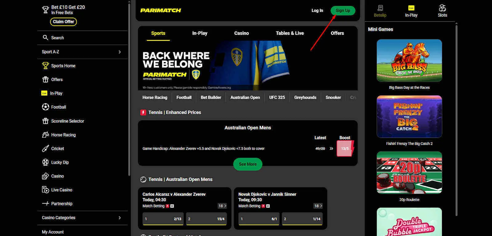 Sign Up To Begin Registration At Parimatch Background Image