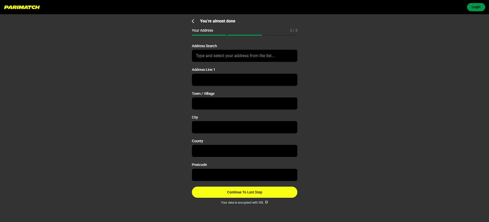 Add Your Address To Register At Parimatch Background Image