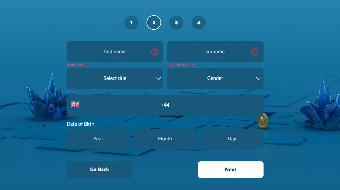 Add Your Details To Register At Yeti Casino Background Image