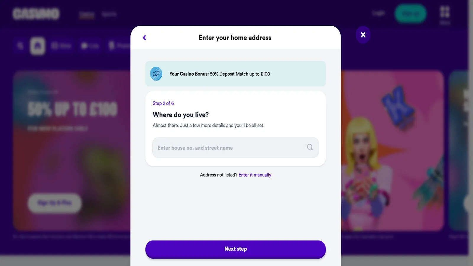 Add Personal Information To Register At Casumo Casino Background Image