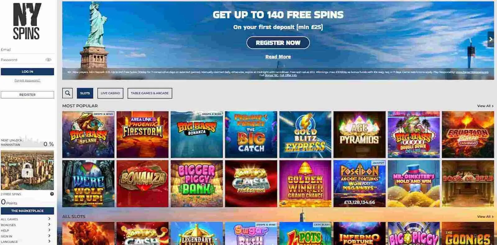 Register At NYSpins Background Image