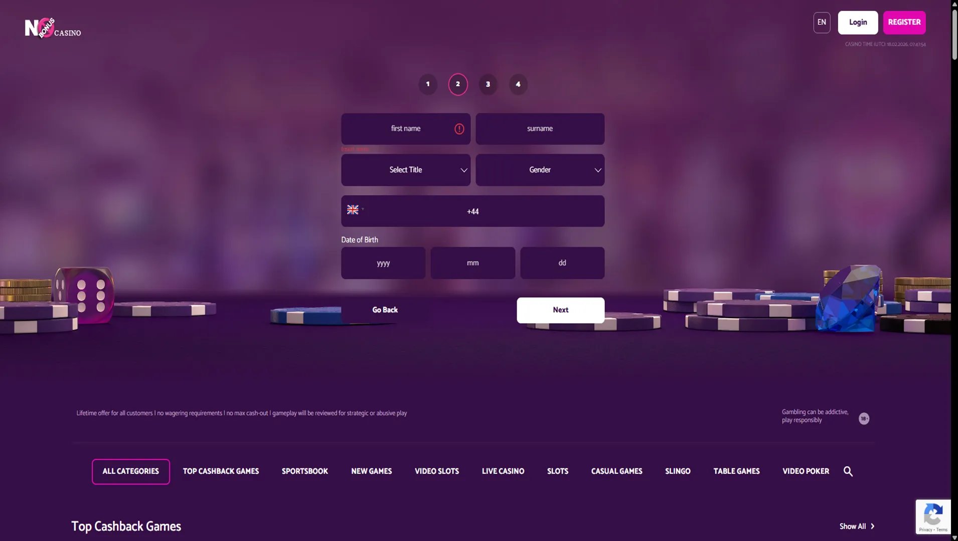 No Bonus Casino Enter Email And Password Background Image