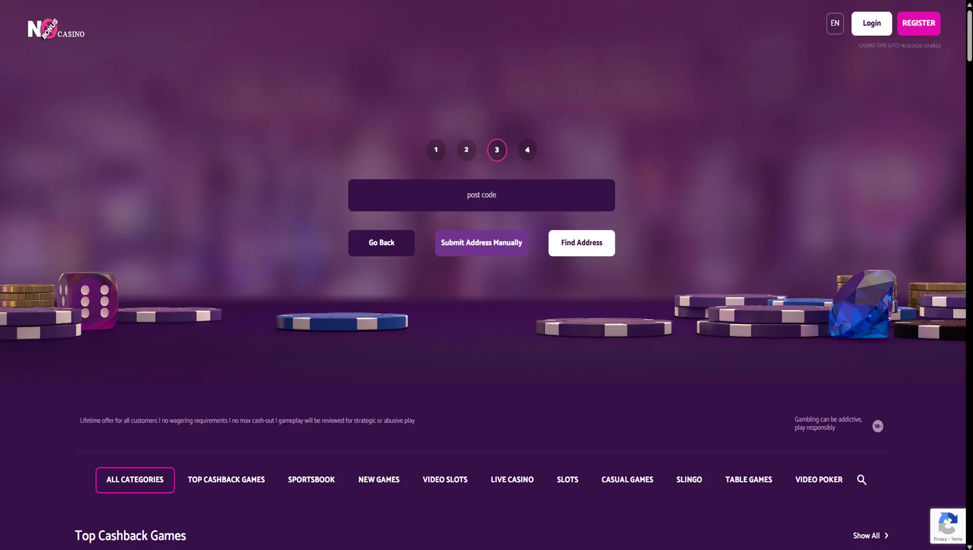 No Bonus Casino Enter Postcode Background Image