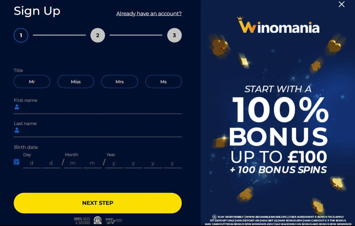 How To Sign Up To Winomania Casino Background Image