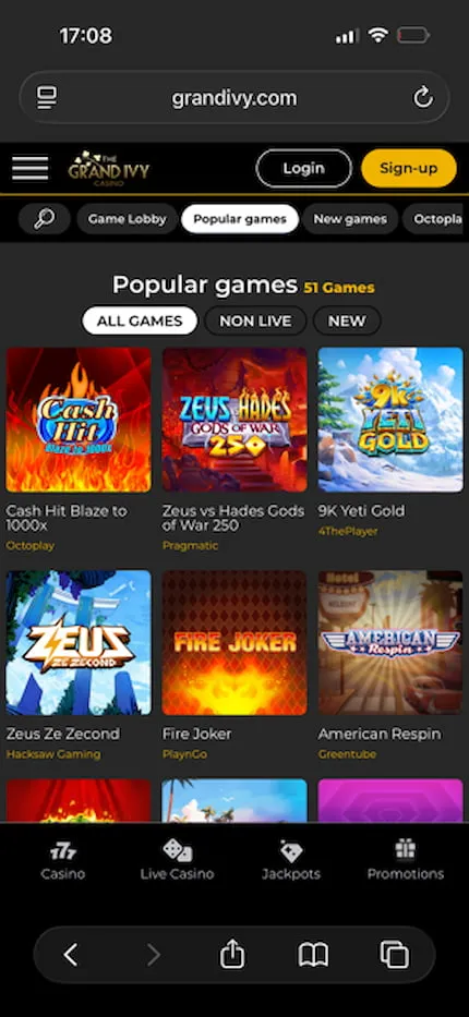 Grand Ivy Casino Mobile Background Image