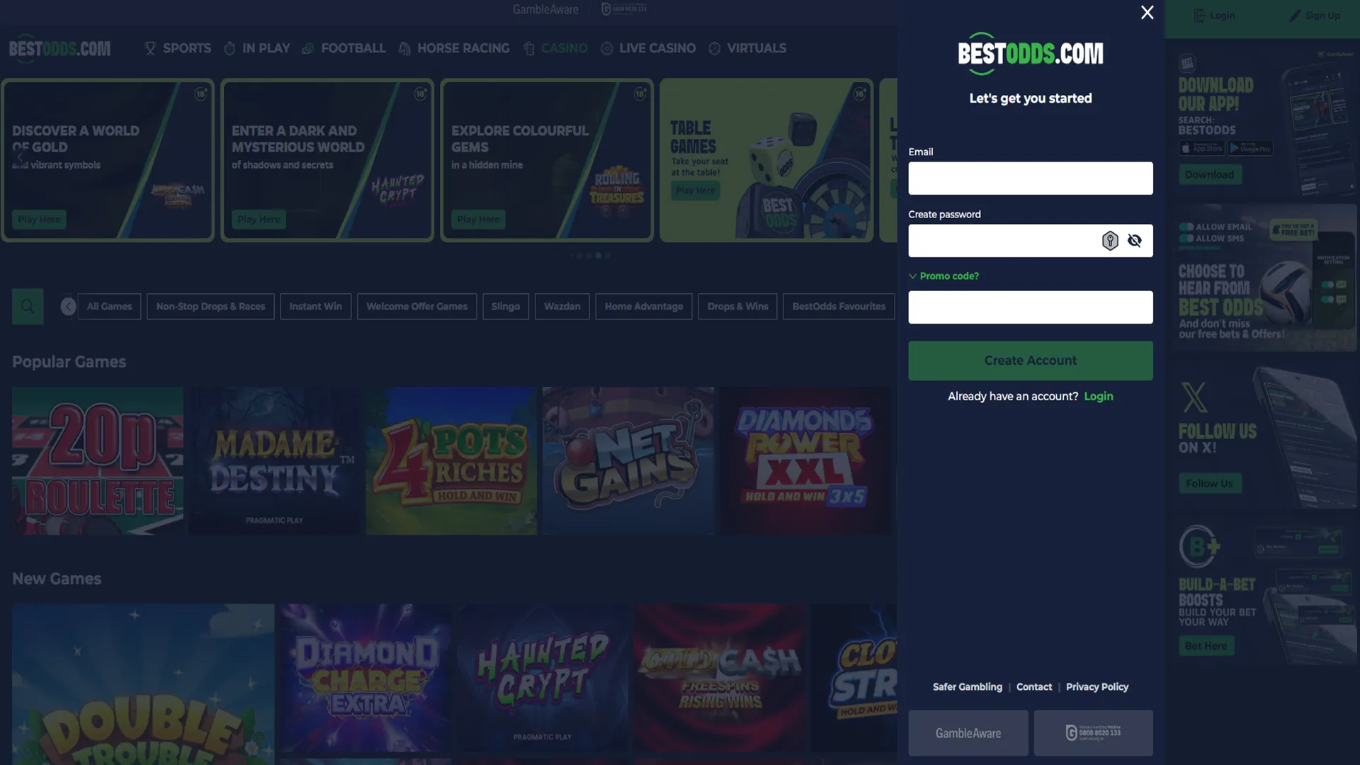 How To Sign Up To BestOdds Casino Background Image