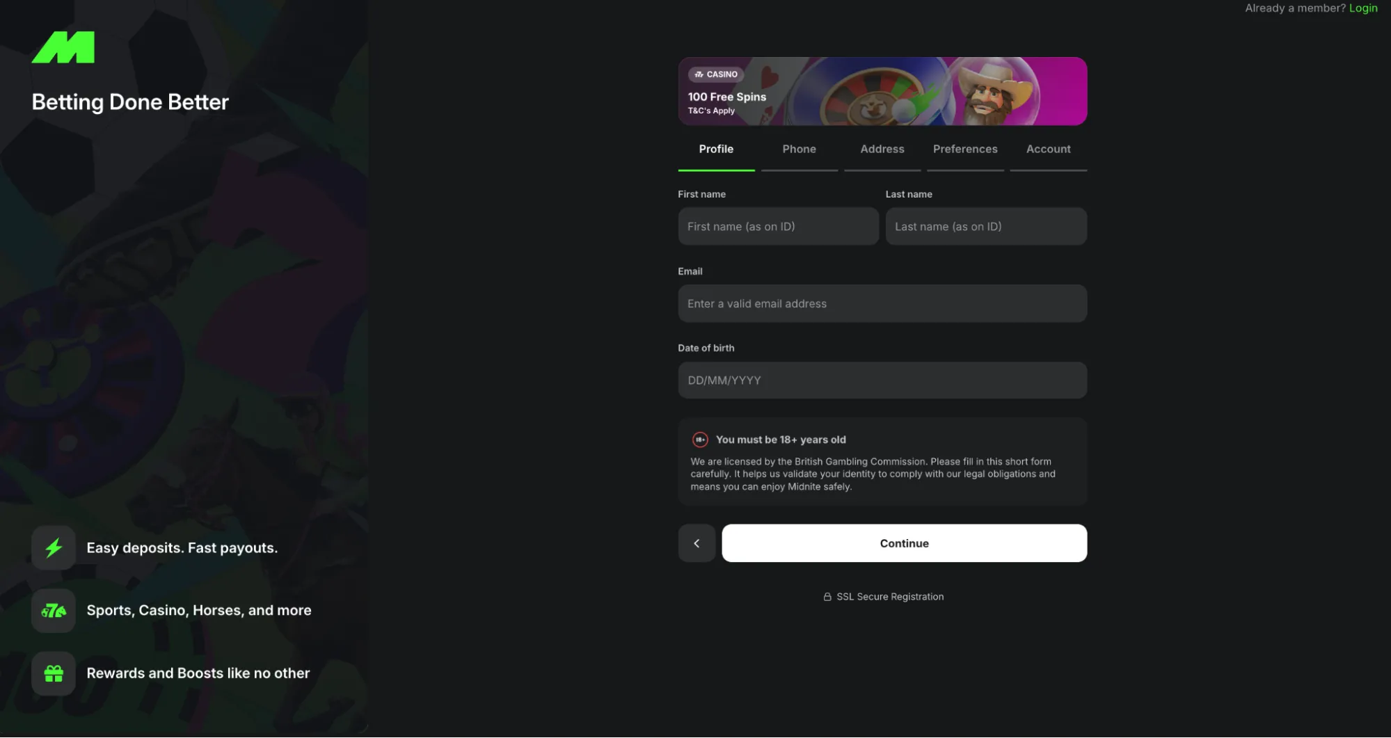 How To Sign Up To Midnite Background Image