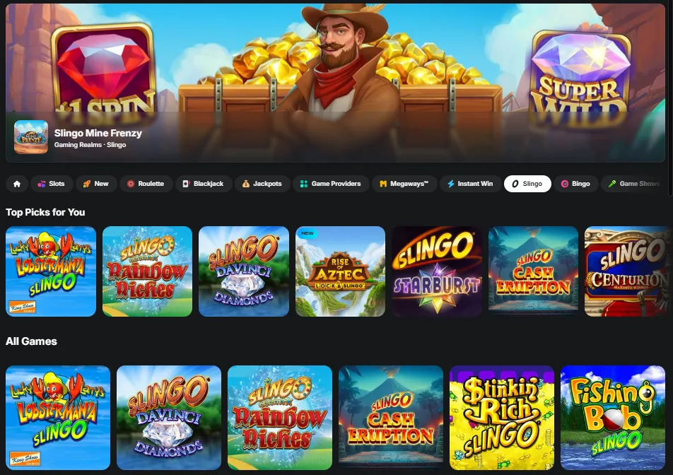 Exclusive Games And Slingo Background Image