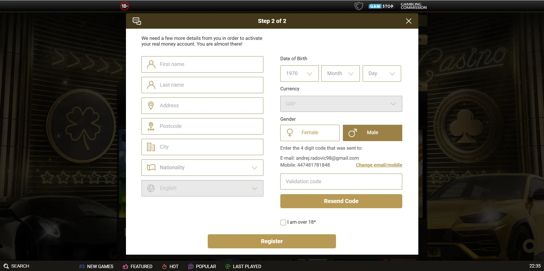 Add Personal Information Background Image