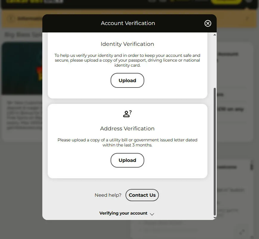 TalkSPORT BET Verify Your Identity Background Image
