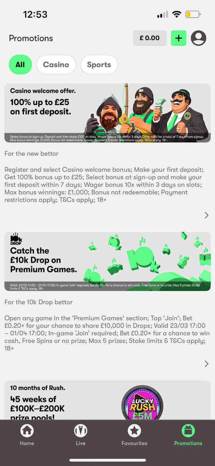 10bet Promotions On Mobile Browser Background Image