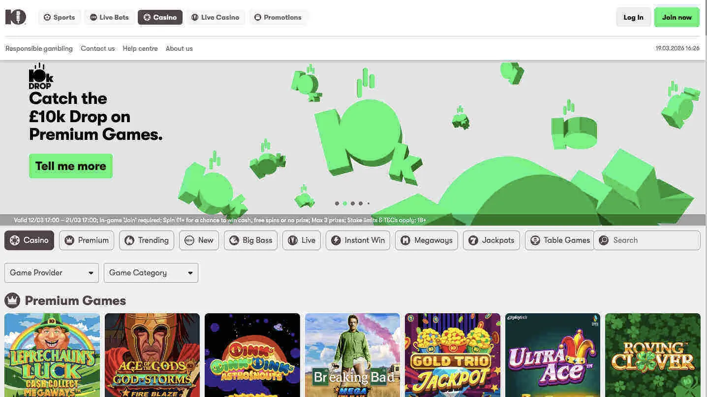 Visit The 10bet Casino Homepage And Click On Join Now Button Background Image