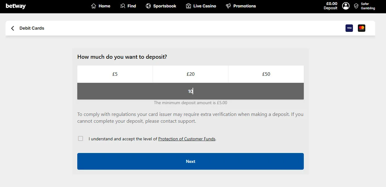 Choose How Much To Deposit Background Image