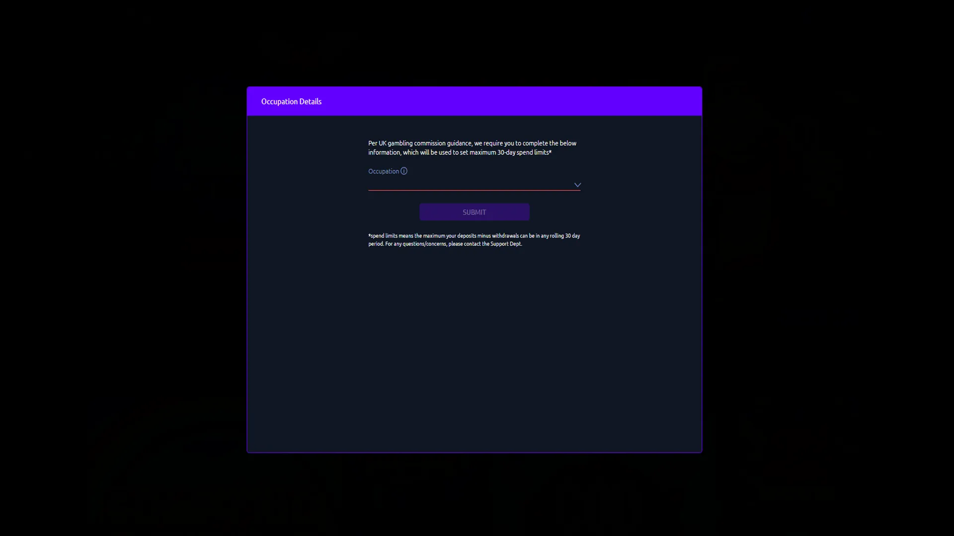 Luna Casino Final Step Of Signing Up Background Image